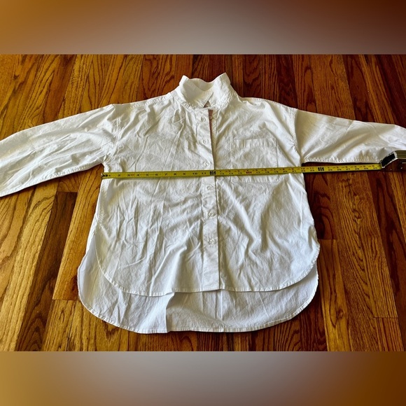 Sundry for Evereve white cotton poplin 
elastic cuff long sleeve button shirt 2 - Picture 7 of 10